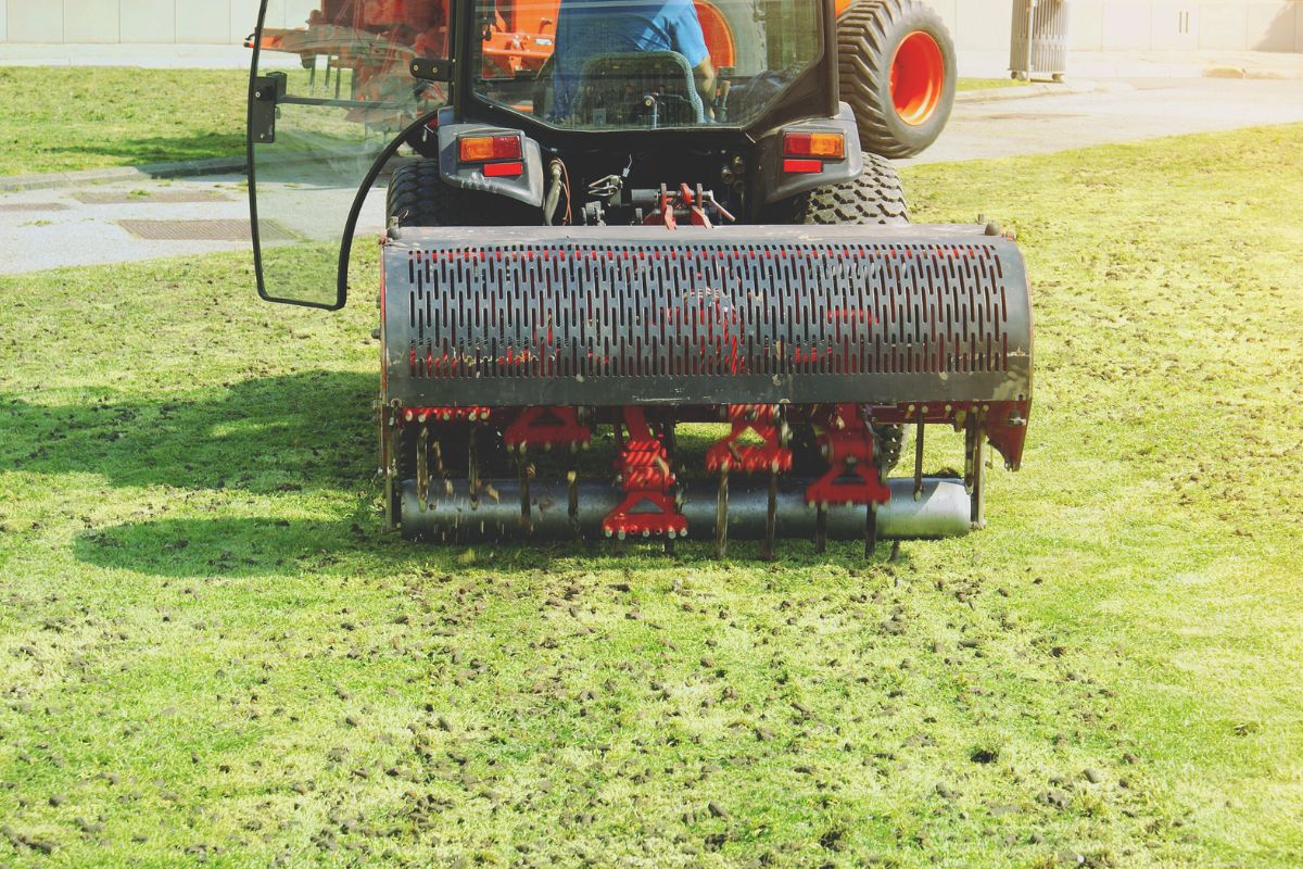 Core aeration service on Seattle residential lawn