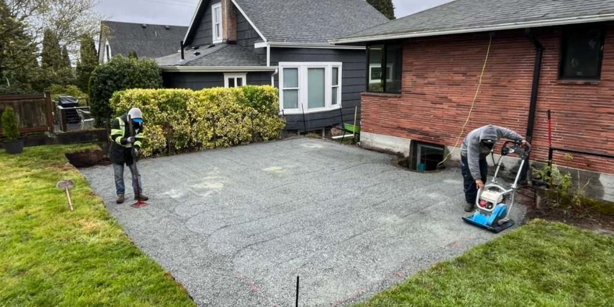 Patio installation using dry method (gravel)