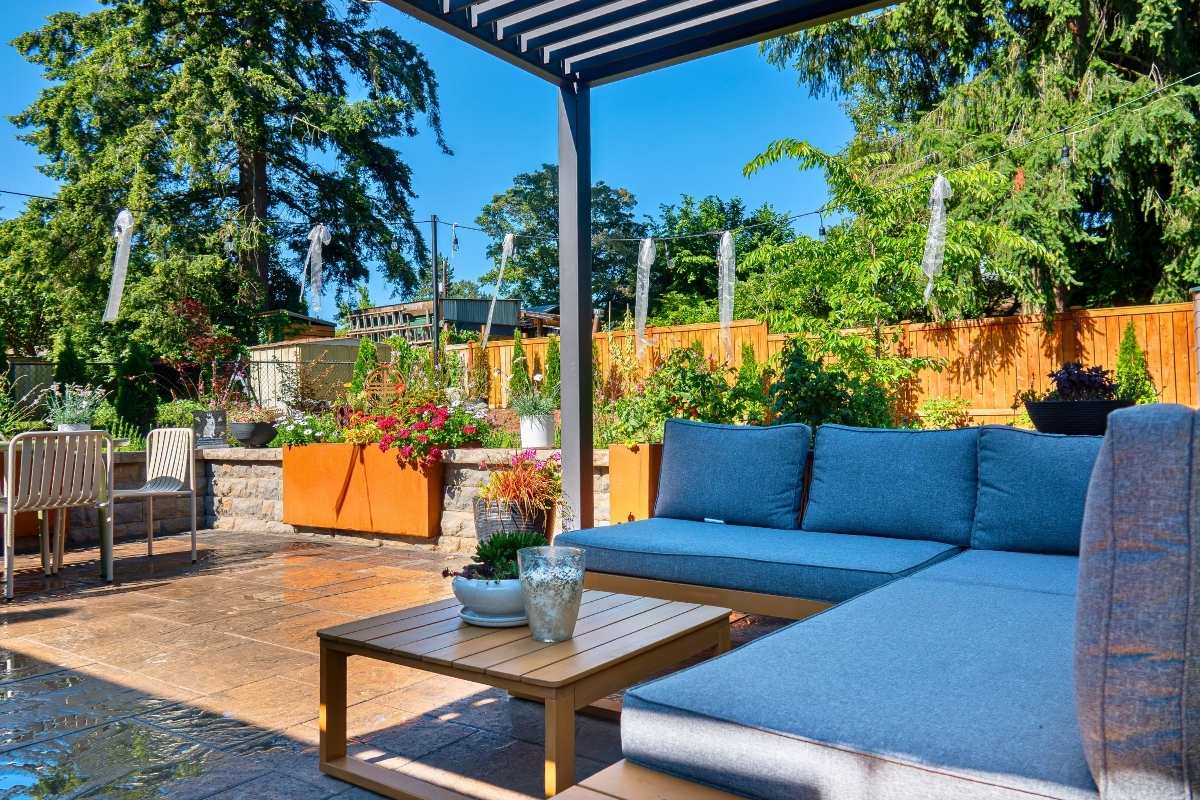 outdoor living in a covered patio